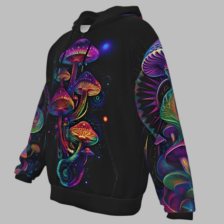 Psychedelic Mushroom Hoodie Rave Wear Fleece Zip Up Hoodie