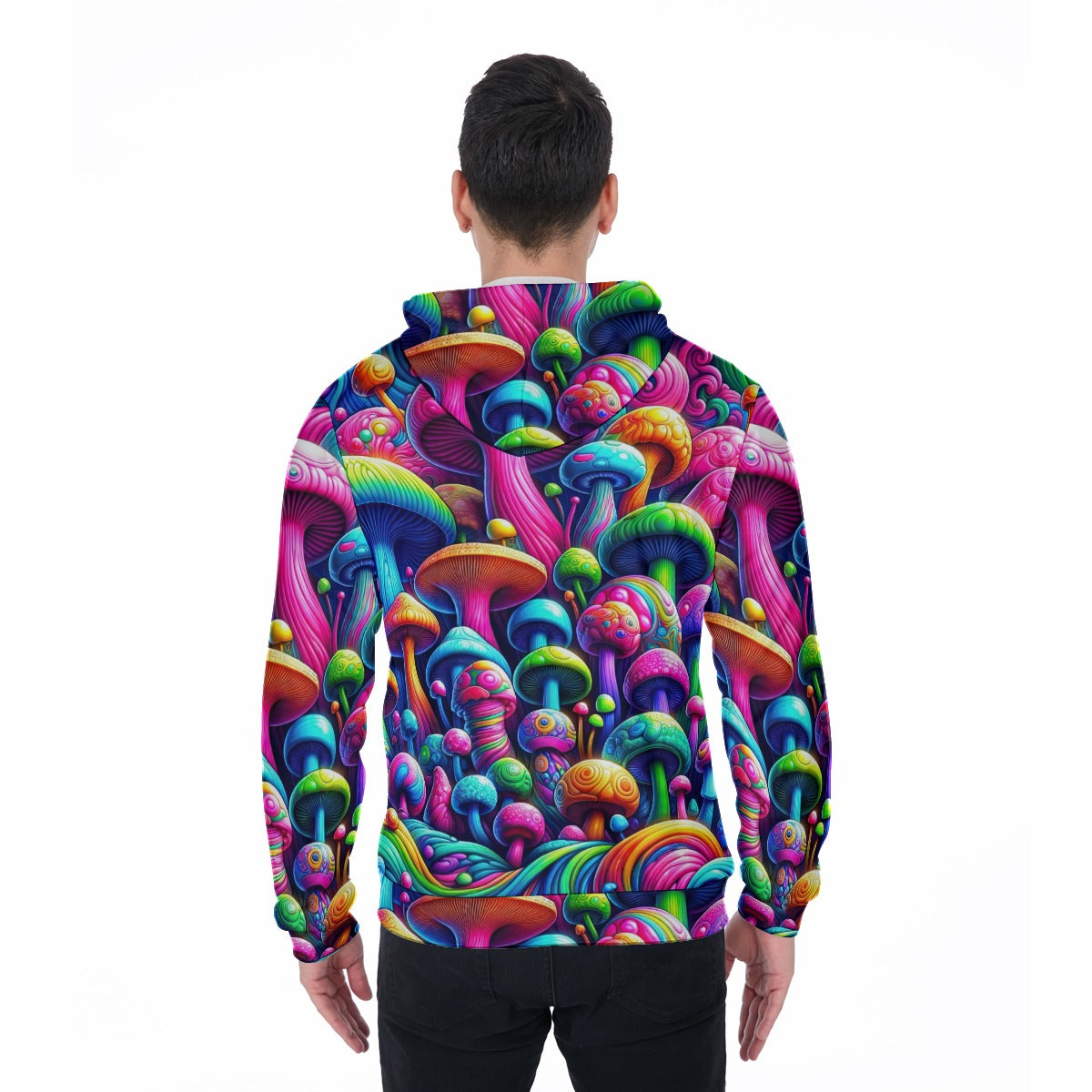 Psychedelic Mushroom Zip Hoodie – Trippy Mushroom Design for Festivals and Casual Wear Fleece Zip Up Hoodie