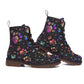Black Holographic Rainbow Cat Paw Print Men's Martin Short Boots Space & Neon Colors