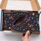 Black Holographic Rainbow Cat Paw Print Men's Martin Short Boots Space & Neon Colors