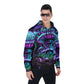 Psychedelic Mushroom Hoodie Blue Zip - Vibrant Fungi All-Over Print Mycological