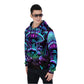 Psychedelic Mushroom Hoodie Blue Zip - Vibrant Fungi All-Over Print Mycological