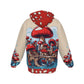 Enchanted Forest Red Mushroom Fantasy Zip-Up Hoodie – All-Over Print Fairy Tale Fungi Apparel – Magical Mushroom Art Jacket for Men & Women